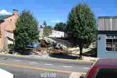 The former Green Palm Restaurant being demolished.