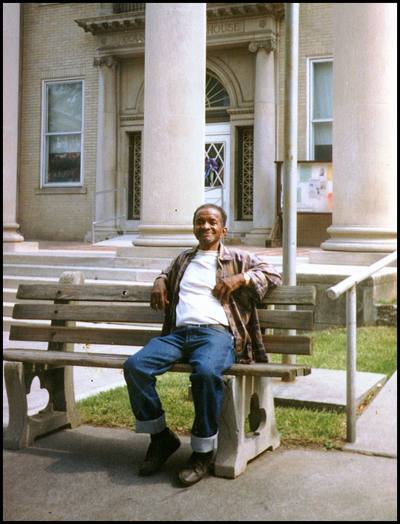 Marshall Taylor on the Courthouse bench.