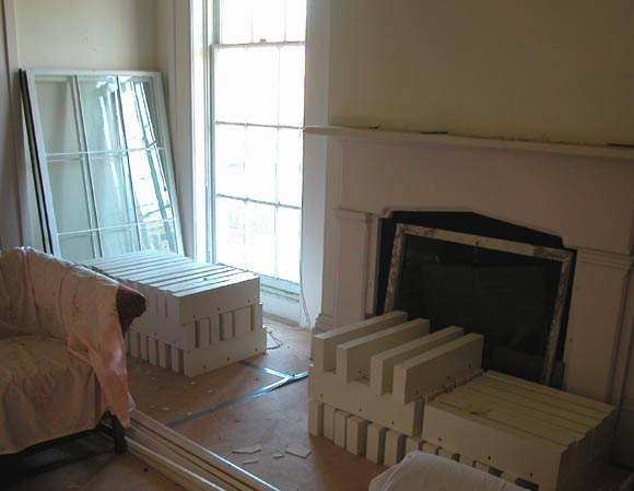 white modillions in living room