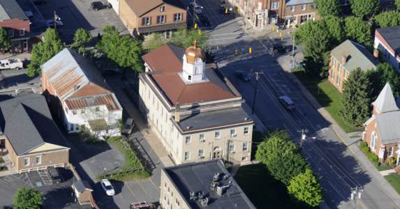 Aerial view of back of Courthouse