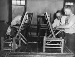 Chair caning at the West Virginia School for the Blind; School's photo collection