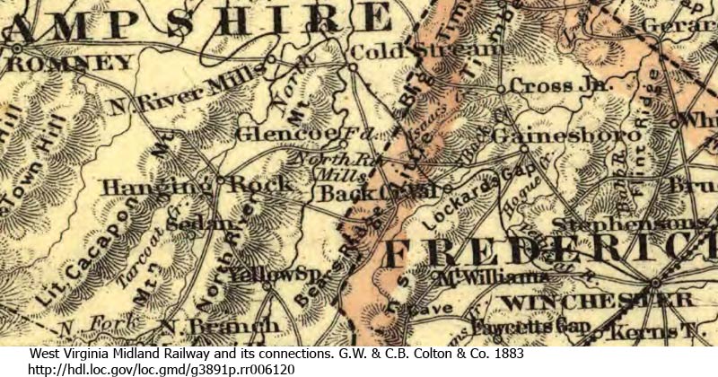 Midland RR map showing Capon Bridge area