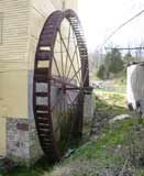 The large steel water wheel at the Yellow Spring mill.